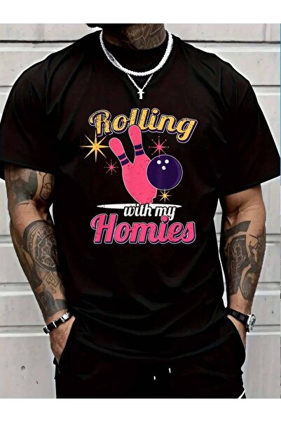799 100% Cotton Rolling With My Homies Bowling Bowlers Women Funny Retro T-Sh...