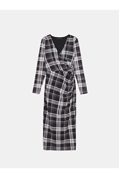 NO BRAND Rochie Midaxi clasică cu mânecă lungă, din plasă, cu model în carour...