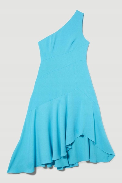 NO BRAND Rochie Karen Millen 38 asimetrică albastră pe un umăr, lungime midi