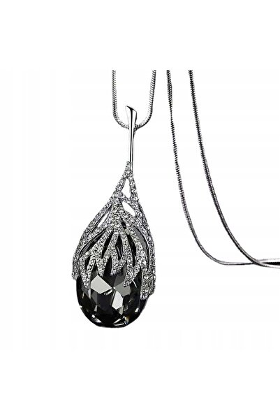 NO BRAND Colier negru, lanț franțuzesc, pandantiv cu cristal, choker, accesor...