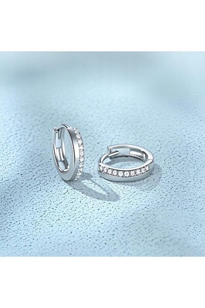 NO BRAND Cercei tip inel din argint 925 sterling cu zirconiu pentru femei