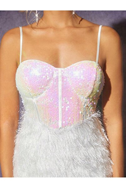 NO BRAND Rochie de cocktail albă, mulată, glamour, cu bretele subțiri, Shein,...
