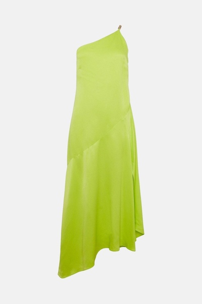 NO BRAND Rochie de satin Limonka cu detaliu lanț asimetric Karen Millen 36