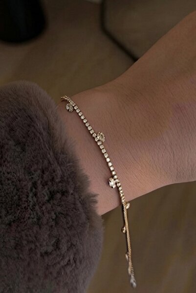 Nazellaa Gold Plated Zircon Stone Multi-Steel Bracelet