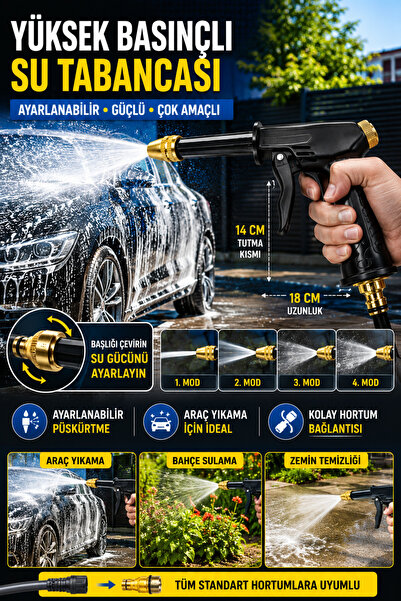 Hane Dostu Yüksek Basınçlı Ayarlanabilir Bahçe Sulama ve Araba Yıkama Püskürt...