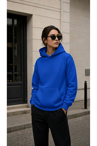 TREND EMMODA سويت شيرت نسائي بقلنسوة وجيوب كانجارو بلون واحد