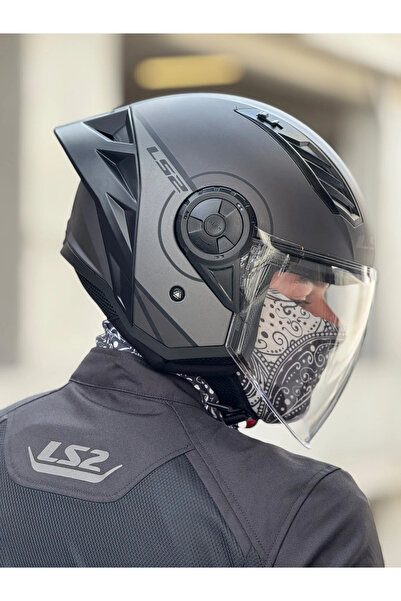 LS2 AIRFLOW 2 COVER MAT SİYAH-GRİ KASK (ŞEFFAF VİZÖR + SPOILER)