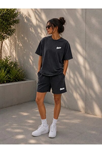 LAND MODA Women's Washable Oversize Shorts Set Casual Daily Street Style