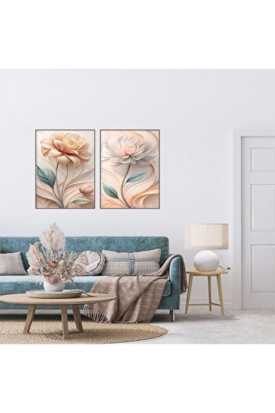 OEM Set de 2 tablouri decorative cu motive florale, 2x60x80 cm, 100% MDF, imp...