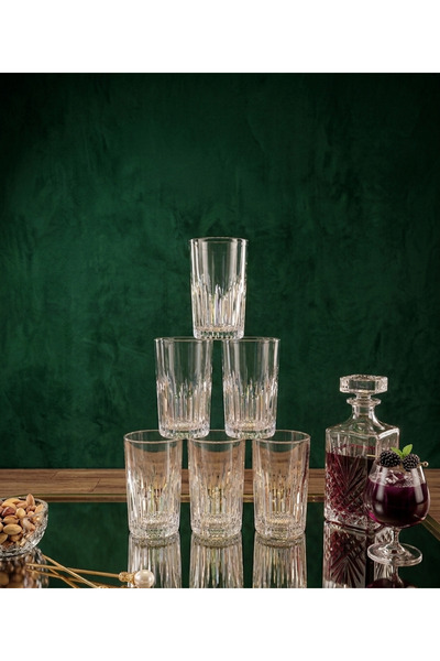 Lüks Sepeti Rayan Rose 60 Çizgili Cam Meşrubat Bardağı 6'lı Set 150 ml Su ve ...