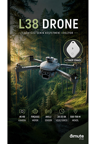 Dimute Shop L38 Drone 4K HD Kameralı Fırçasız Motorlu Akıllı Sensörlü 500-700...