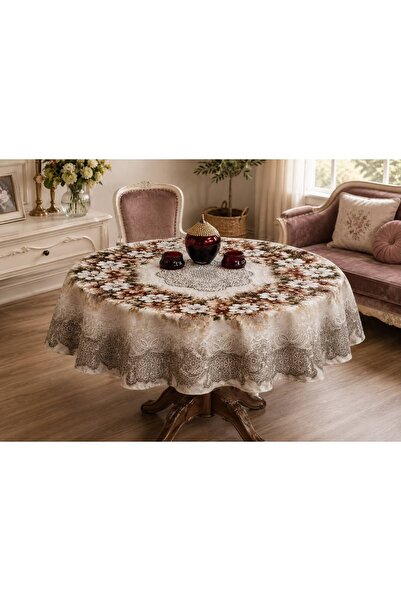 Yeshome Collection Στρογγυλό υφαντό χαλάκι 160 εκ. με λουλουδάτο σχέδιο για σ...