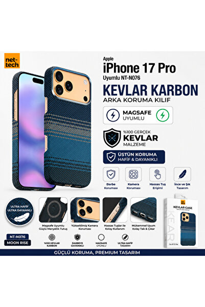 Nettech iPhone 17 Pro MagSafe Uyumlu Kevlar Karbon Telefon Kılıfı Ultra İnce ...