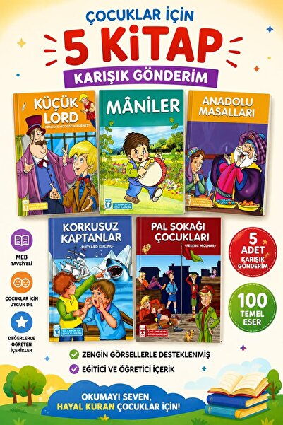 Pembe Yayınevi 100 Temel Eser - Gençler İçin Okumayı Sevdiren 5 Kitap - 4-5-6...