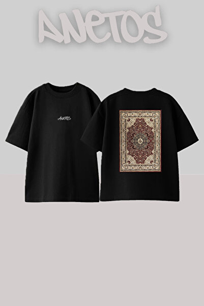 Anetos Μπλουζάκι Persian Rug_19 με σχέδιο στην πλάτη, βαμβακερό, μαύρο, overs...