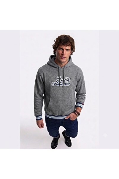 Levi's Cotton Hooded Gray Varsity Hoodie