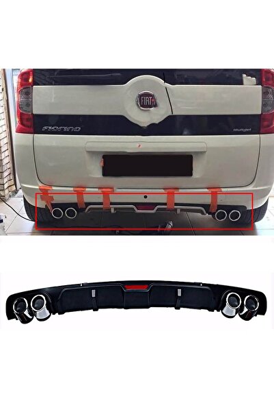 HasAkman Fiat Fiorino Siyah Difüzör 4 Krom Egzoz Görünümlü Difizör Arka Ek Bo...