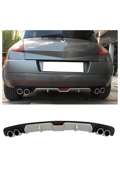 HasAkman Renault Megane 2 HB Gri Difüzör 4 Krom Egzoz Görünümlü Difizör Arka ...