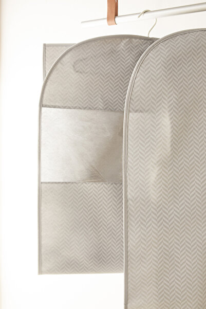 Ocean Home Textile Gri Balıksırtı Elbise Kılıfı Takım Elbise Kılıfı Kıyafet Taşıma Kılıfı Gamboç 60x135