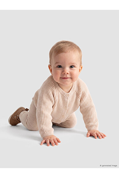 LC Waikiki Nevavm Farkıyla Lcw Baby Ecru Baby Boy Knitwear Set
