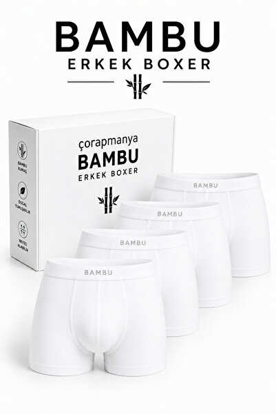 çorapmanya Erkek Bambu Boxer Çok Renkli İnce Bel Lastikli 4' lü