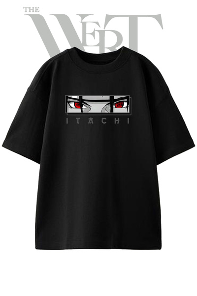 THEWERT Itachi Uchiha_2 Design Printed Unisex Black Oversize T-Shirt