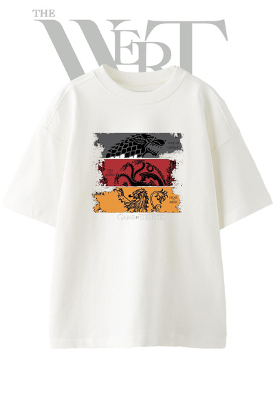 THEWERT Game of Thrones_1 Design Printed Unisex White Oversize T-Shirt