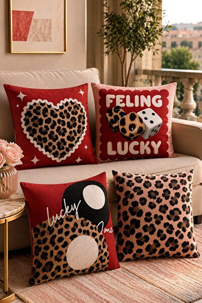 EVPANYA Leopard Luck Patterned 4-Piece Throw Pillow Cover Set