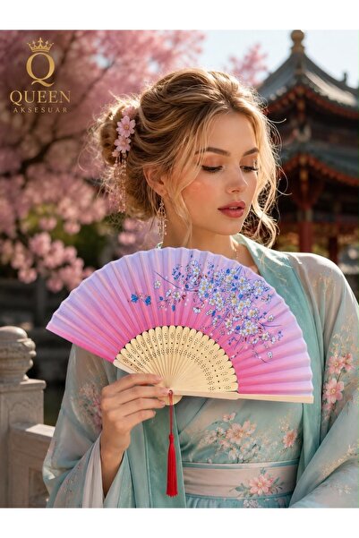 QUEEN AKSESUAR Zarif lüks 1. Kalite ince ahşap vintage sakura çiçek desenli k...