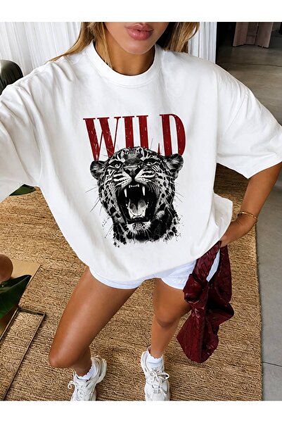 LELVANİ تي شيرت WILD PANTHERA بطبعة نمر وطبعة فهد وياقة دائرية للجنسين
