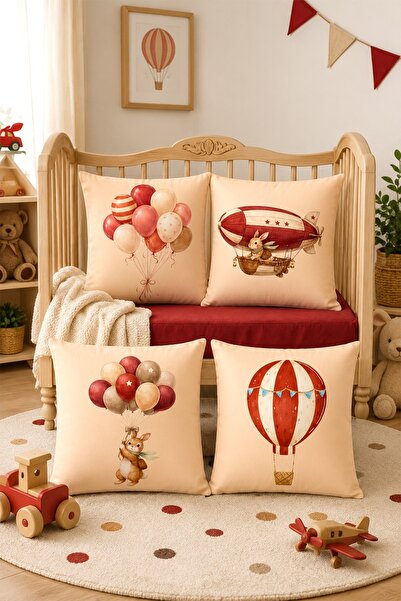 EVPANYA Flying Rabbit Patterned 4-Piece Children's and Baby Pillowcase Set