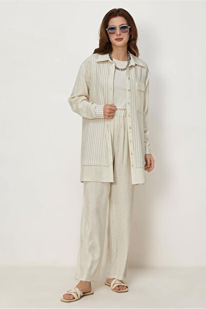 Alvina Striped Linen Pants Suit 46682