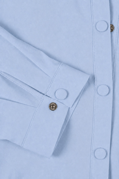 goffra Women's Form-Fitting Snap Button Shirt with Adjustable Waist, Stylish Relaxed Fit, Light Blue W201-K0304-04