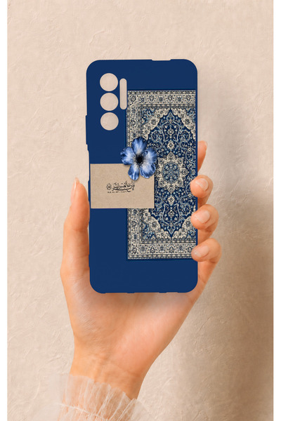Vip Case Tecno Pova 3 Uyumlu Mavi Etnik Halı Desenli Silikon Kılıf