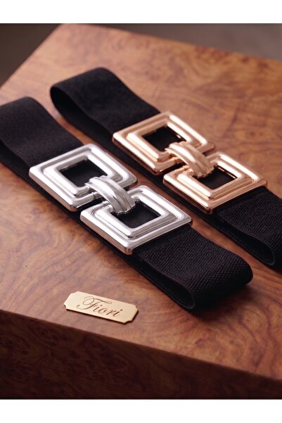 Fiori 2-Piece Gold Silver Buckle Elastic Women's Belt, Jacket Belt, Shirt Bel...