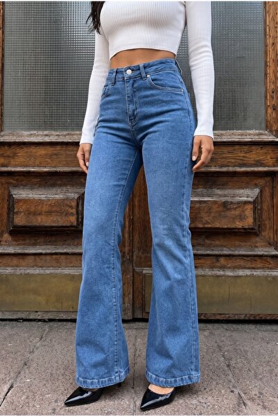 BİKELİFE High Waist Stretchy/Lycra Bell Bottom Jeans