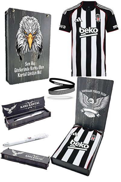 Beşiktaş قلم جيرسي أصلي 25/26 باللونين الأسود والأبيض + سوار معصم هدية بتصميم...