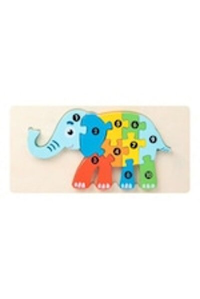 OEM Puzzle 3D din lemn, elefant, educativ, pentru copii 2-5 ani