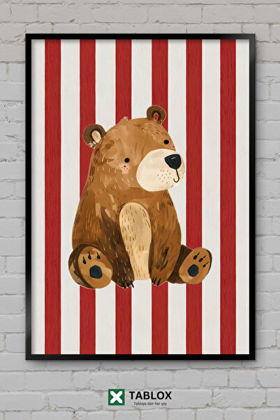 TABLOX Drawing Illustration Bear Sweet Child Baby Wooden Framed Decorative Md...