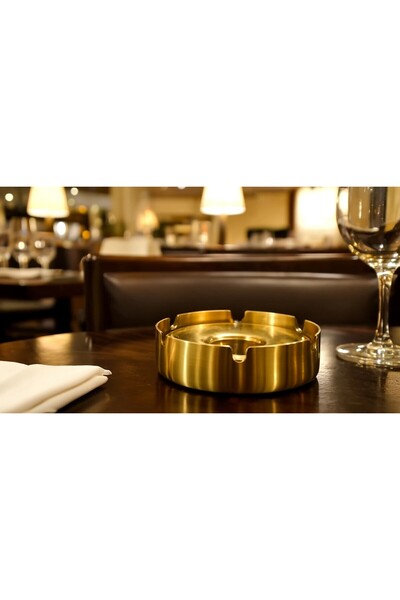 LAVİNİA Gold Colored 304 Stainless Steel Ashtray 10 cm