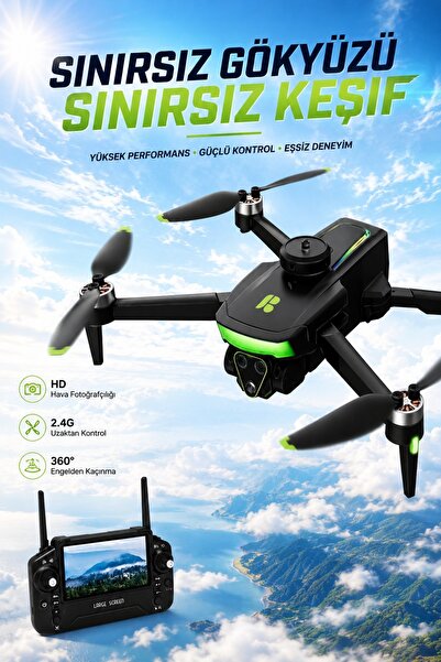 HEJARON Katlanabilir HD Kameralı Drone | 360° Engel Algılama | Ekranlı Kumand...
