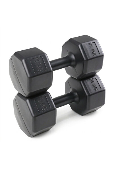PS SPOR Siyah Renk,Vinly Kaplama,12.5KG Dambıl Seti ( 2 ADET 12.5KG GÖNDERİM ...