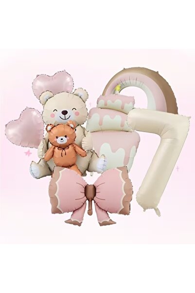 ÇITIPITISTORE Sitting Bear with Cub Rainbow Cake Foil Balloon Birthday Party ...