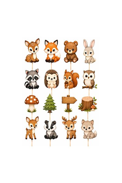 DecoParty Set de decoruri pentru tort – Tematică cu animale drăguțe din pădur...
