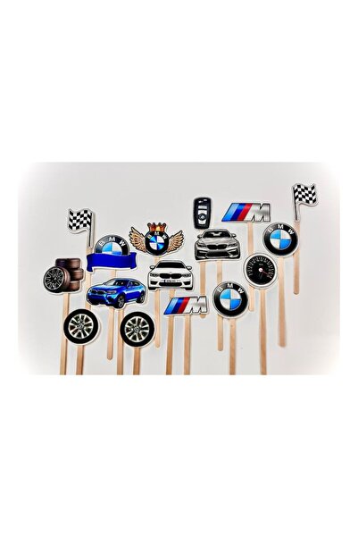 DecoParty Set de decorațiuni pentru tort – CARS - Tematică BMW, 16 piese, Car...