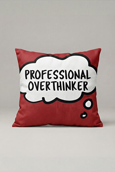 Generic Brand غطاء وسادة مطبوع عليه عبارة "Overthinker" باللون الأحمر 310 - ت...