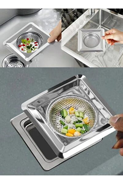 CATEKSSS Lavabo Süzgeci Paslanmaz Kare 11,5 Cm Metal