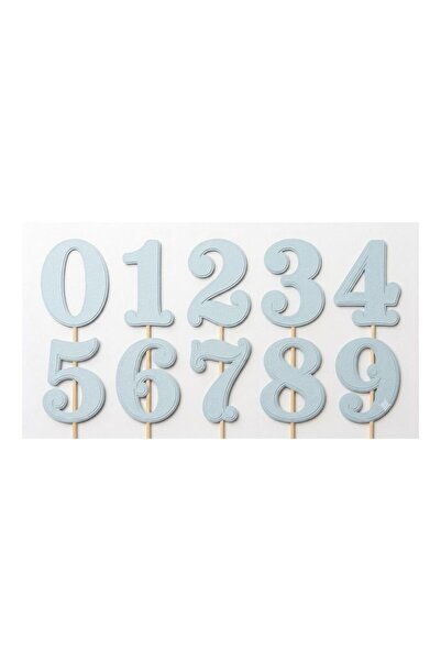 DecoParty Set de decor pentru tort cu numere V2, albastru pastel – 10 piese, ...