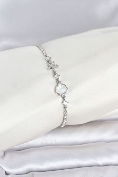 Skygo Silver Color Brass Sea Shell Model Women's Bracelet with Elevator Chain...
