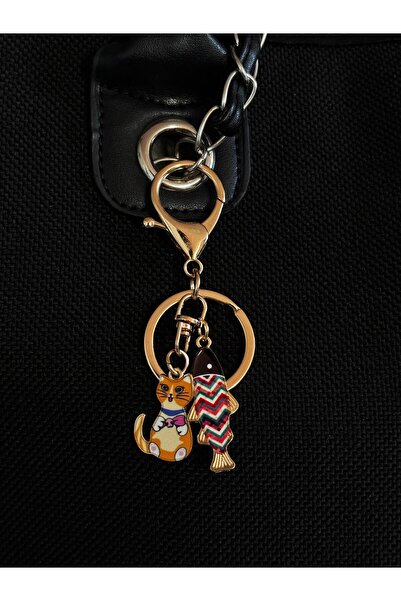 bijoux uniques Cat Fish Figure Bag Charm & Keychain